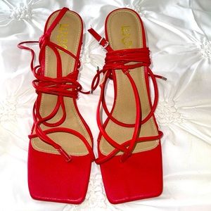 Red ego thong style heels